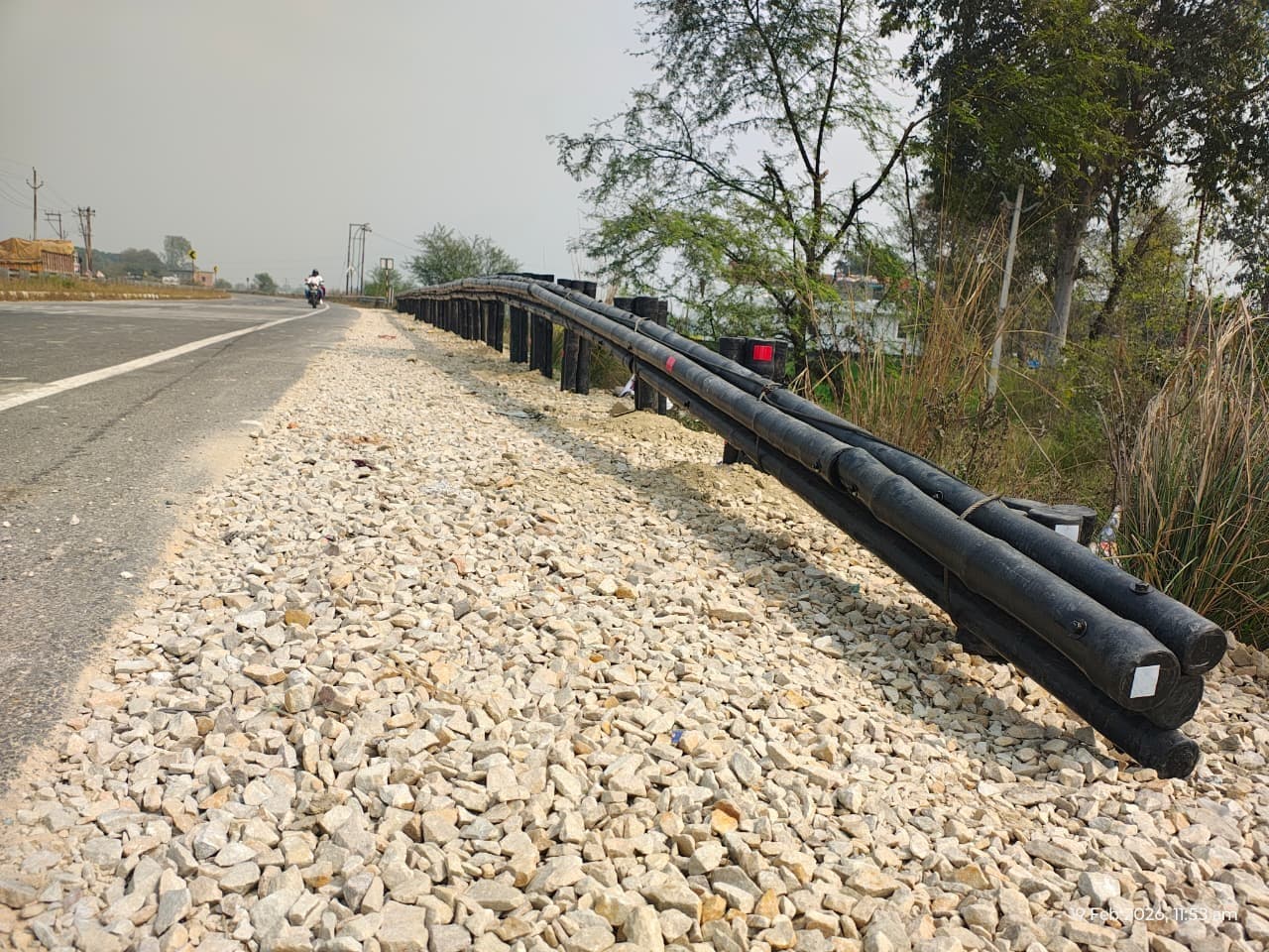 Bamboo crash barrier on highway 6